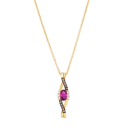 Le Vian 14ct Yellow Gold Oval Red Ruby & Chocolate Diamond Necklace