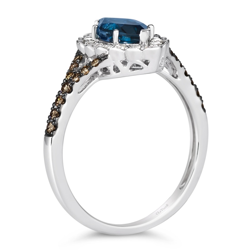 Le Vian 14ct Diamond White Gold Marquise London Blue Topaz & Chocolate 0.40ct Diamond Ring, view 2