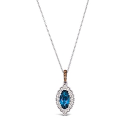Le Vian 14ct Diamond White Gold Marquise London Blue Topaz & Chocolate 0.30ct Diamond Necklace