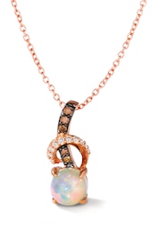Le Vian 14ct Rose Gold Round White Opal & Chocolate Diamond Necklace