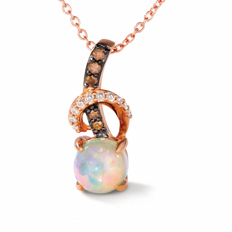 Main Image 1 of Le Vian 14ct Rose Gold Round White Opal & Chocolate Diamond Necklace