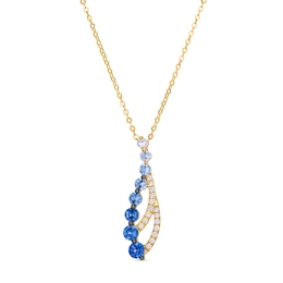 Le Vian 14ct Yellow Gold Round Ombré Blue Sapphire & Nude Diamond Necklace