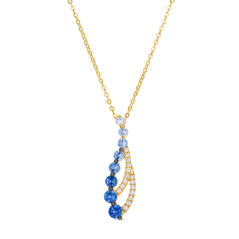 Main Image 1 of Le Vian 14ct Yellow Gold Round Ombré Blue Sapphire & Nude Diamond Necklace