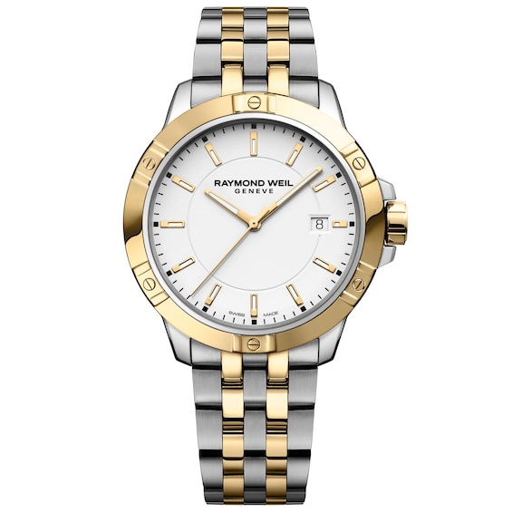 Men's Raymond Weil Tango 41Mm White Dial Two-Tone Stainless Steel Watch