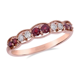 Le Vian 14ct Rose Gold Round Red Garnet & Nude 0.12ct Diamond Ring