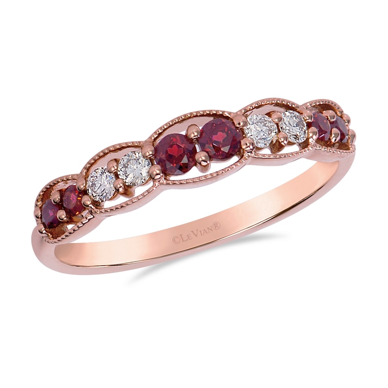 Main Image 1 of Le Vian 14ct Rose Gold Round Red Garnet & Nude 0.12ct Diamond Ring