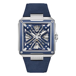 Bulova Series X2 Men's Slate Blue Stainless Steel Blue Suede Strap Automatic Watch