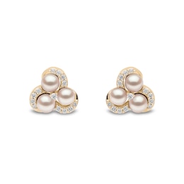 Yoko London 18ct Yellow Gold Pearl & 0.22ct Diamond Earrings