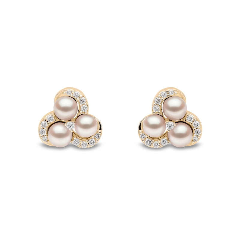 Yoko London 18ct Yellow Gold Pearl & 0.13ct Diamond Earrings