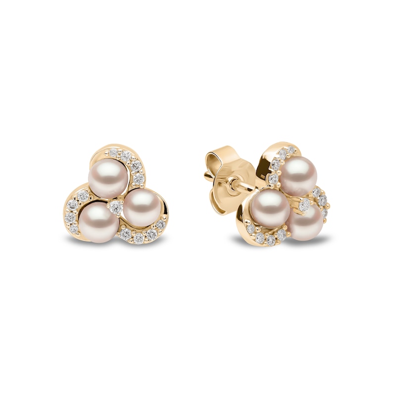 Yoko London 18ct Yellow Gold Pearl & 0.13ct Diamond Earrings