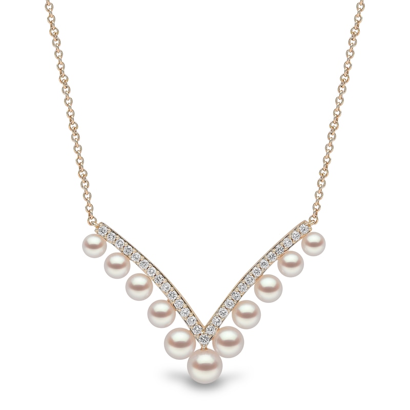 Yoko London 18ct Yellow Gold Pearl & 0.23ct Diamond Necklace