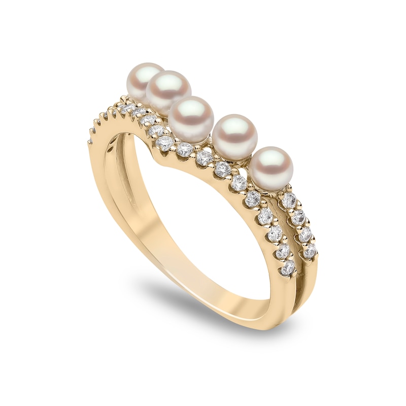 Yoko London 18ct Yellow Gold Pearl & 0.23ct Diamond Ring