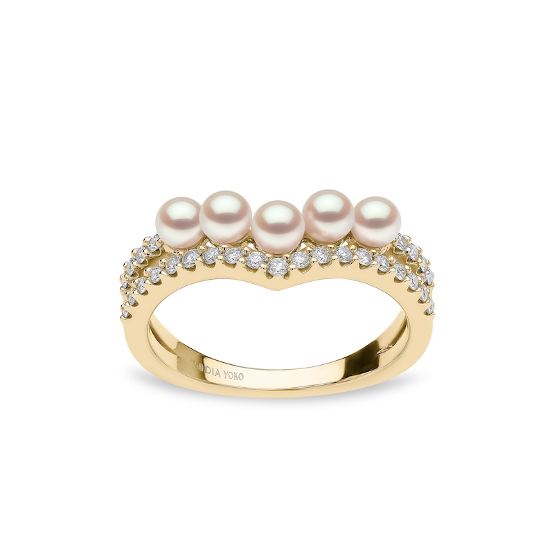 Yoko London 18ct Yellow Gold Pearl & 0.23ct Diamond Ring