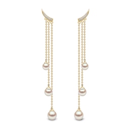 Yoko London 18ct Yellow Gold Pearl & Diamond Chain Earrings