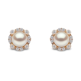 Yoko London 18ct Yellow Gold Pearl & 0.24ct Diamond Earrings