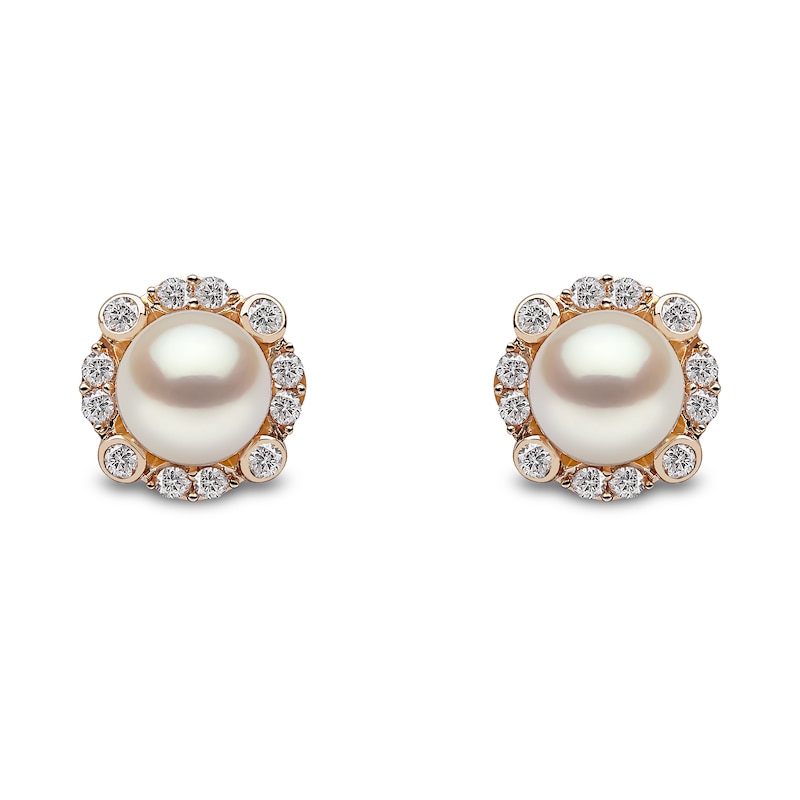 Yoko London 18ct Yellow Gold Pearl & 0.24ct Diamond Earrings