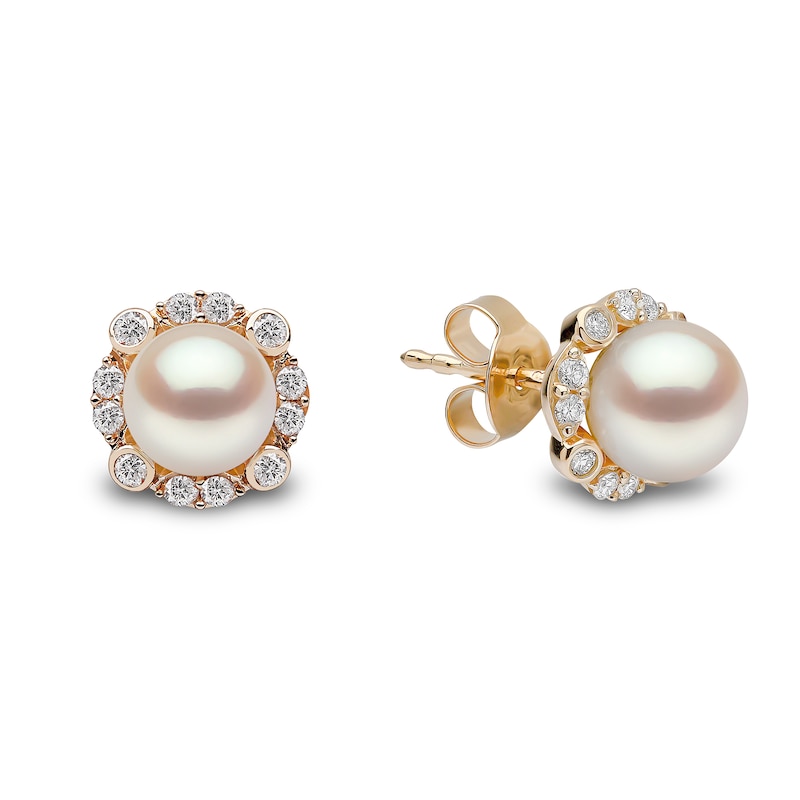 Yoko London 18ct Yellow Gold Pearl & 0.24ct Diamond Earrings