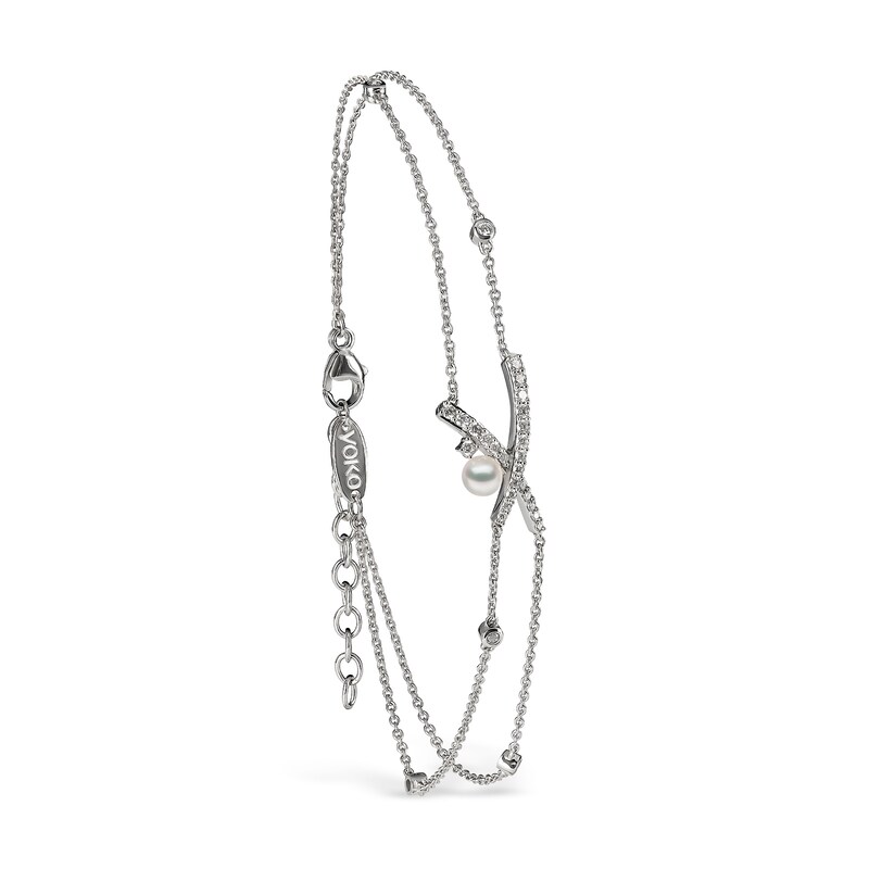 Yoko London 18ct White Gold Pearl & 0.26ct Diamond Bracelet