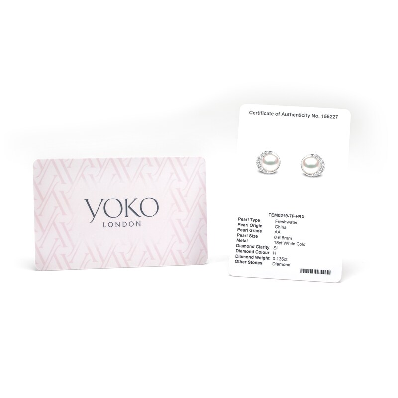 Yoko London 18ct White Gold 7 Inch Pearl & 0.26ct Diamond Bracelet