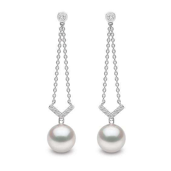 Yoko London 18ct White Gold Pearl & 0.21ct Diamond Earrings