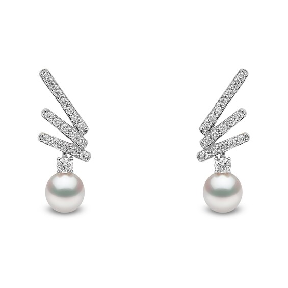 Yoko London 18ct White Gold Pearl & 0.68ct Diamond Earrings