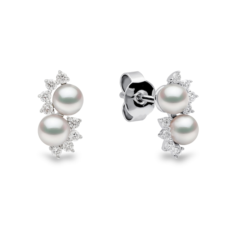 Yoko London 18ct White Gold Pearl & 0.33ct Diamond Earrings