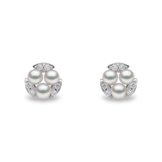 Yoko London 18ct White Gold Pearl and Diamond Earrings