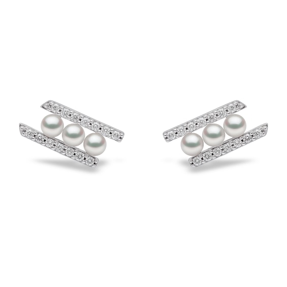Yoko London 18ct White Gold Pearl & 0.42ct Diamond Earrings