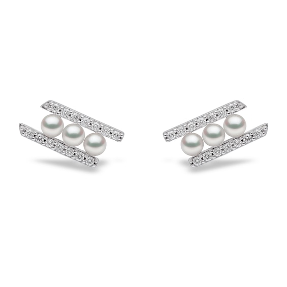 Yoko London 18ct White Gold Pearl and 0.21ct Diamond Earrings