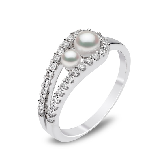 Yoko London 18ct White Gold Pearl & 0.27ct Diamond Ring