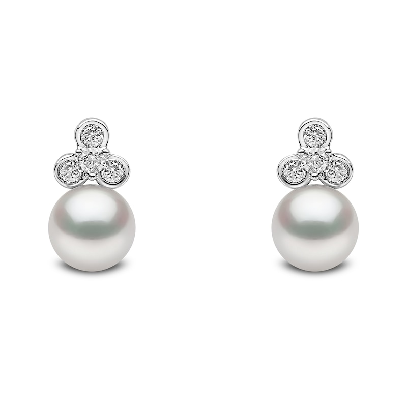 Yoko London 18ct White Gold Pearl & 0.16ct Diamond Earrings