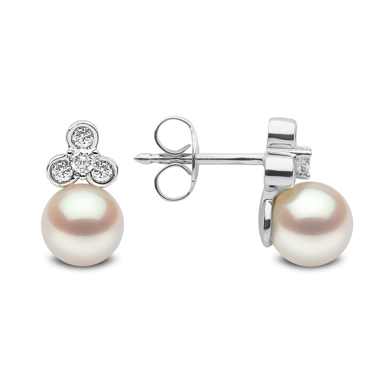 Yoko London 18ct White Gold Pearl & 0.16ct Diamond Earrings