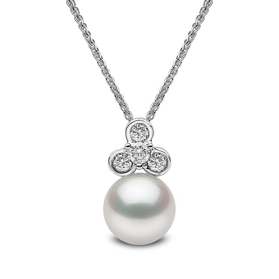 Yoko London 18ct White Gold Pearl & Diamond Pendant