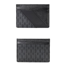 BOSS Men's Black Leather Monogram Card Holder