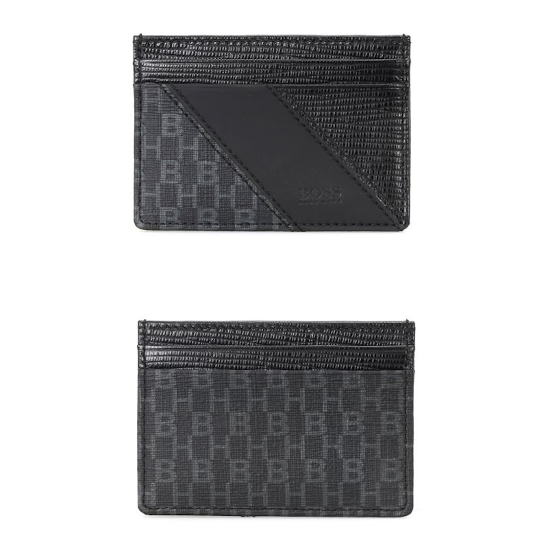 Main Image 1 of BOSS Men's Black Leather Monogram Card Holder
