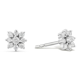 9ct White Gold 0.25ct Diamond Snowflake Earrings