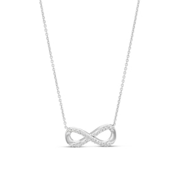 Sterling Silver 0.10ct Diamond Chain Infinity Necklace