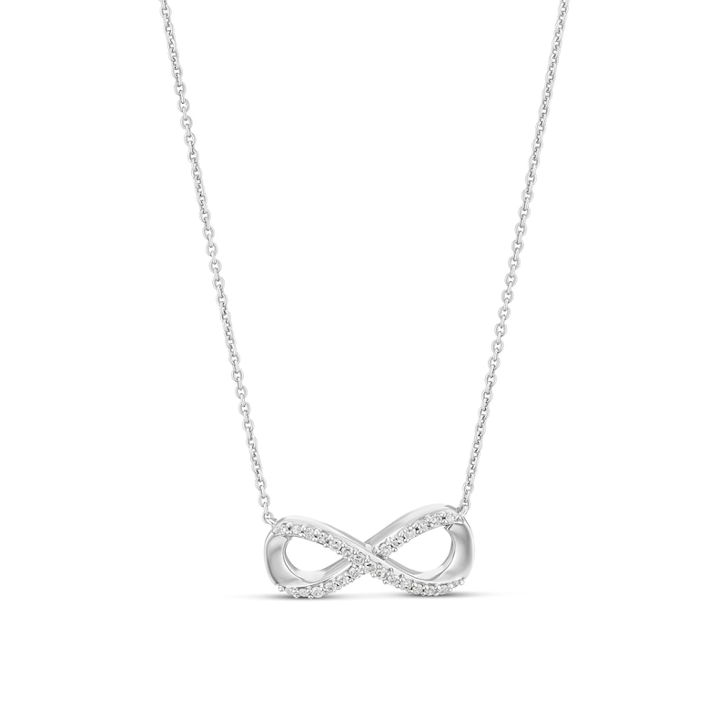 Main Image 1 of Sterling Silver 0.10ct Diamond Chain Infinity Necklace