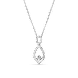 Sterling Silver 0.04ct Diamond Pear Shaped Necklace