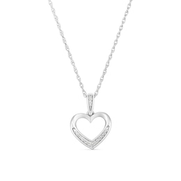 Sterling Silver 0.05ct Diamond Open Heart Pendant
