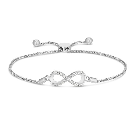 Sterling Silver 0.10ct Diamond Infinity Bolo Bracelet