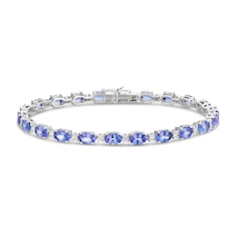 18ct White Gold Tanzanite & 0.85ct Diamond Tennis Bracelet