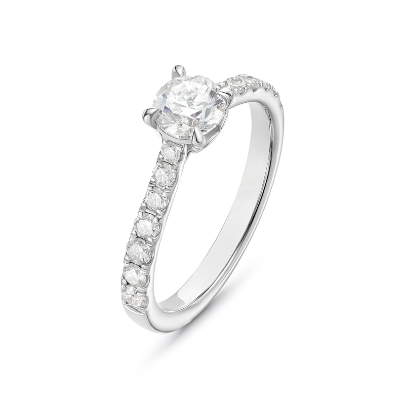 Engagement Ring Platinum Round Certified Solitaire 1ct Diamond Ring, view 2