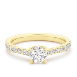 Engagement Ring 18ct Yellow Gold Round Certified Solitaire 1ct Diamond Ring