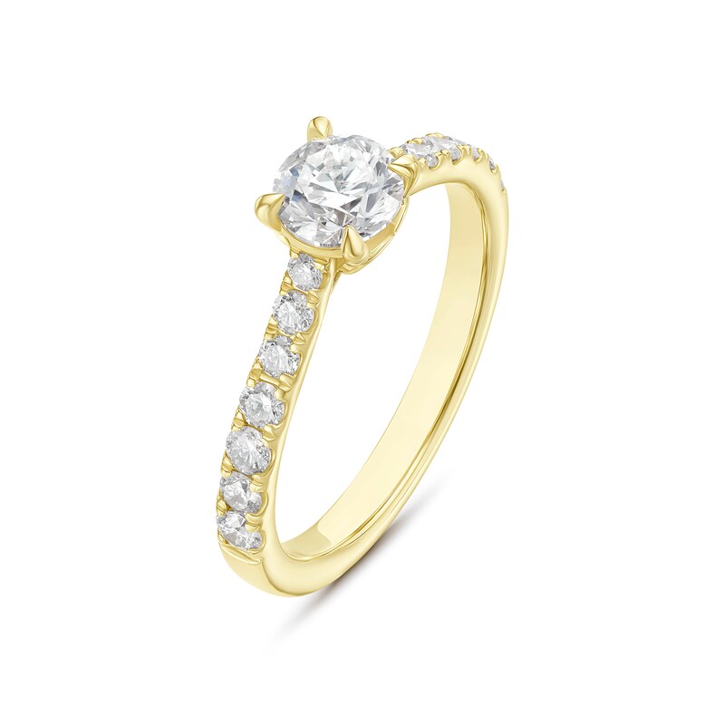 Engagement Ring 18ct Yellow Gold Round Certified Solitaire 1ct Diamond Ring, view 2