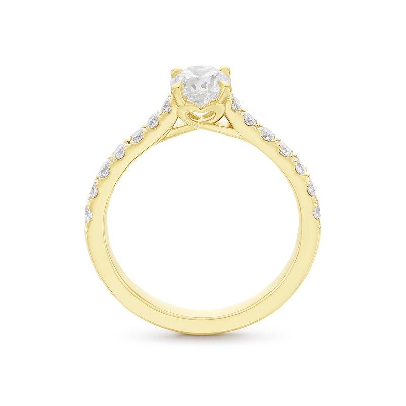 Engagement Ring 18ct Yellow Gold Round Certified Solitaire 1ct Diamond Ring, view 3