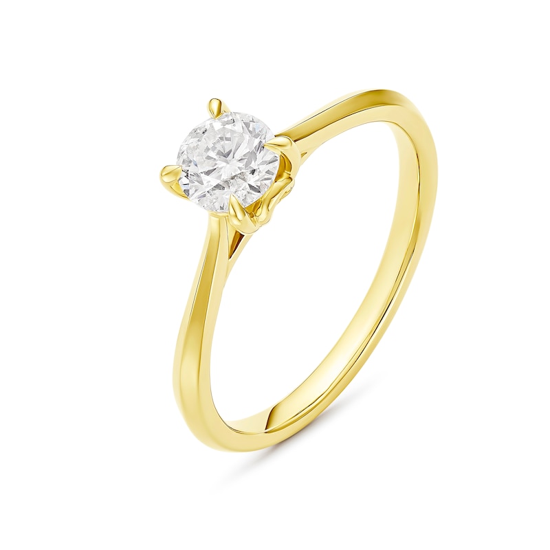 Engagement Ring 18ct Yellow Gold Round Solitaire 0.50ct Diamond Ring, view 2