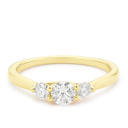 Engagement Ring 18ct Yellow Gold Round Trilogy 0.50ct Diamond Ring