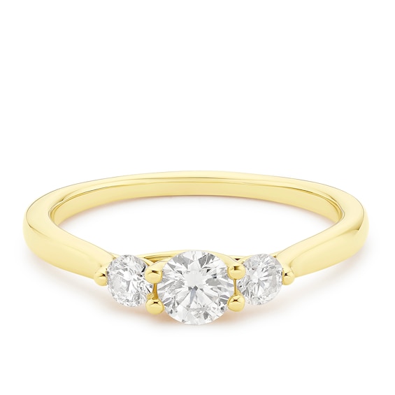 Engagement Ring 18ct Yellow Gold Round Trilogy 0.50ct Diamond Ring