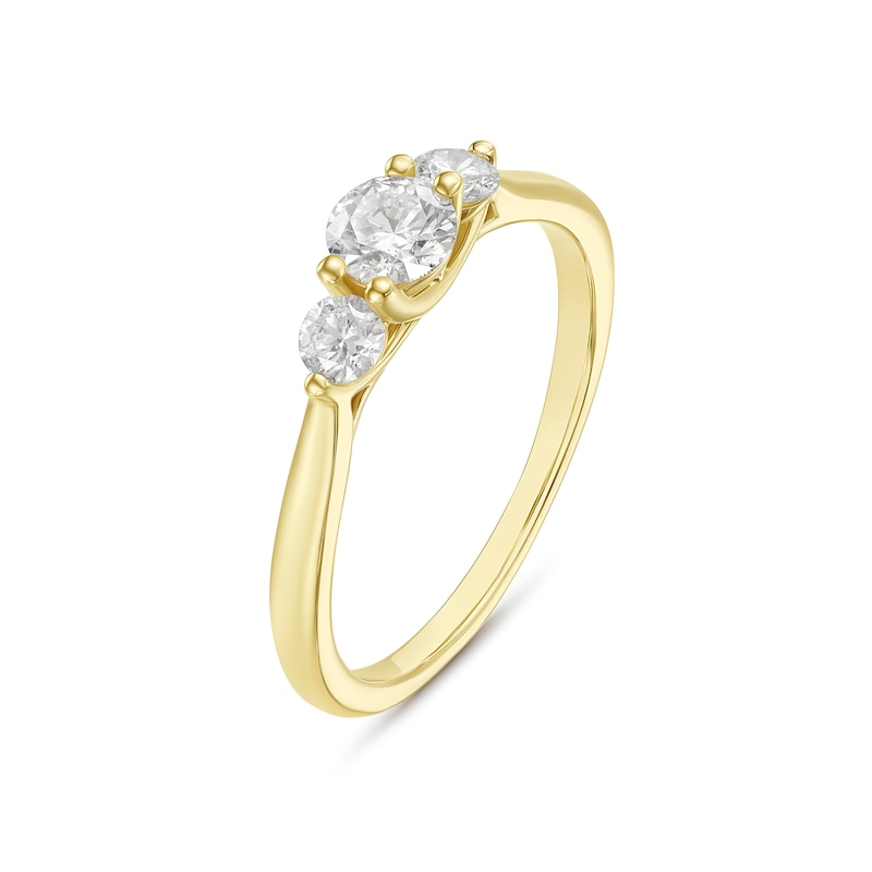 Engagement Ring 18ct Yellow Gold Round Trilogy 0.50ct Diamond Ring, view 2